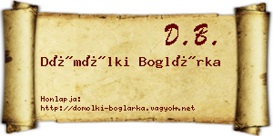 Dömölki Boglárka névjegykártya